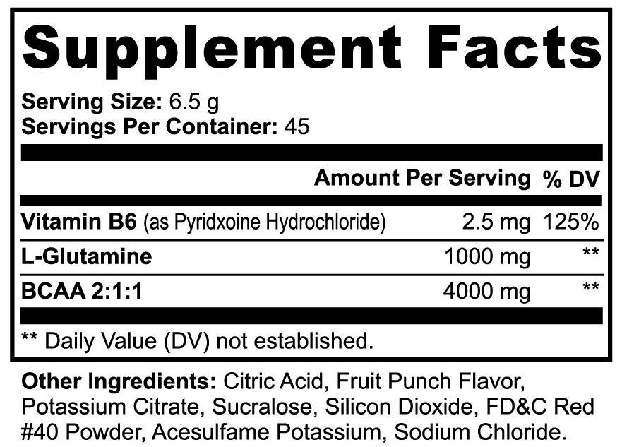 BCAA Shock Powder (Fruit Punch) for Building Lean Muscle