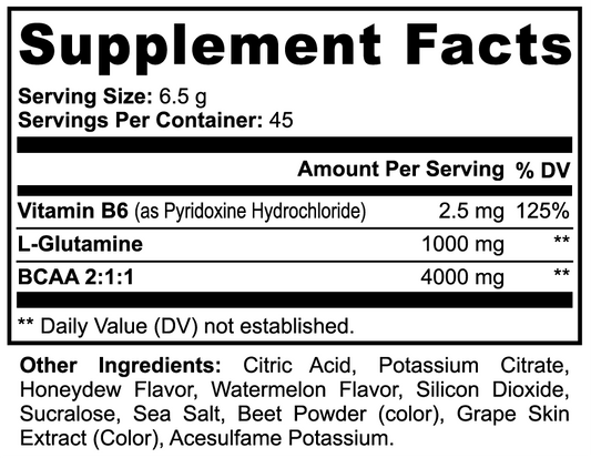 BCAA Post Workout Powder (Honeydew/Watermelon) for Building Lean Muscle