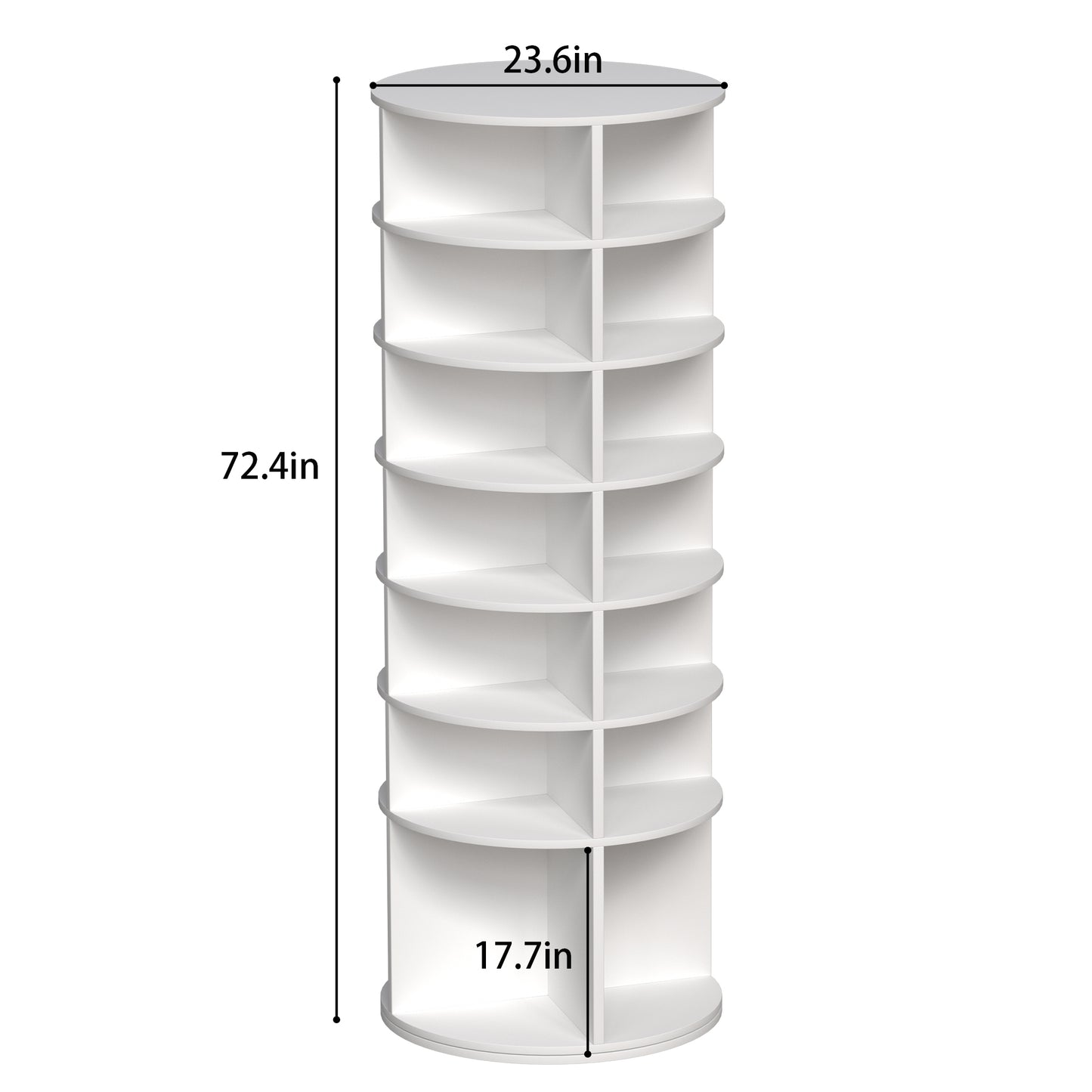 Rotating Shoe Rack Tower, 7-Tier Spinning Shoe Rack, Free Standing 360° Revolving Shoe Organizer, Fits 28 Pairs of Shoes (White)