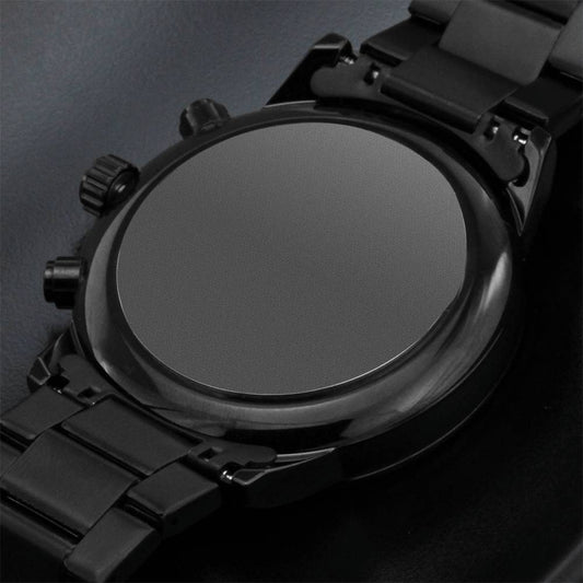 Engraved Design Black Chronograph Watch