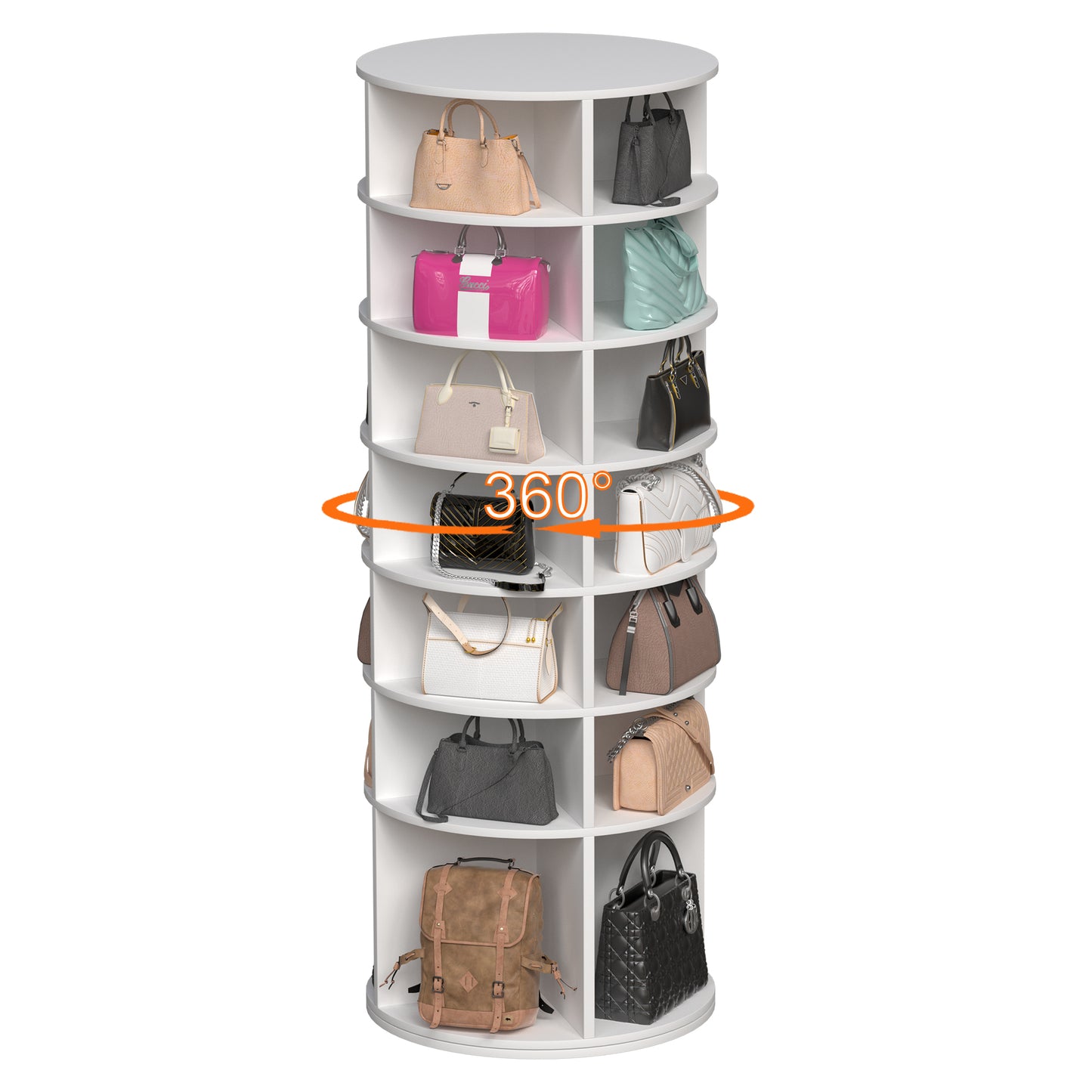 Rotating Shoe Rack Tower, 7-Tier Spinning Shoe Rack, Free Standing 360° Revolving Shoe Organizer, Fits 28 Pairs of Shoes (White)